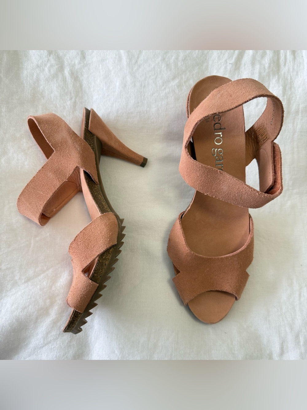 Pedro Garcia | SZ 40 (US 10) | Maica Peach Suede Cutout Slingback Sandals Heels